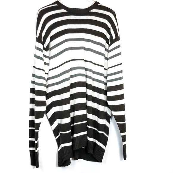 Koman Brown and Cream Striped Pullover Sweater - Picture 1 of 6